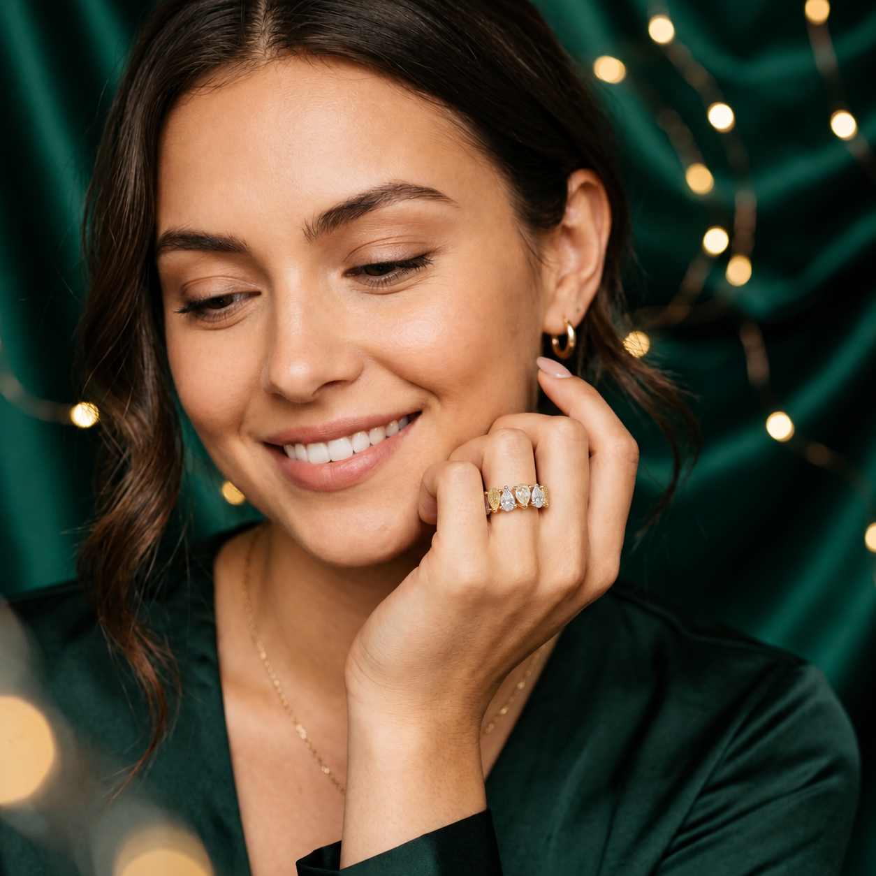 Cute Girl Model Diamond Jewellery